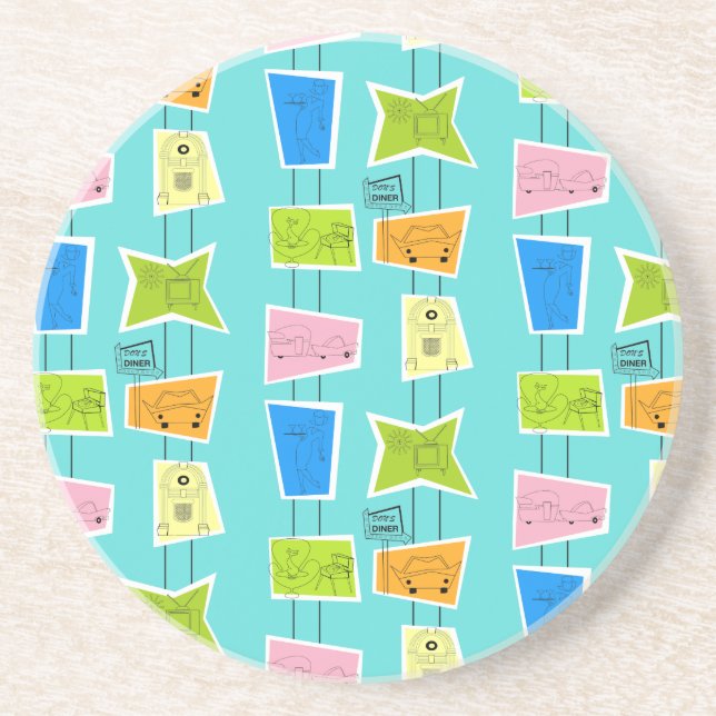 Retro Atomic Kitsch Sandstone Underlägg (Framsidan)