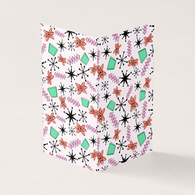 Retro Atomic MCM Rosa Orange Grönt Black Kort (Utsida)