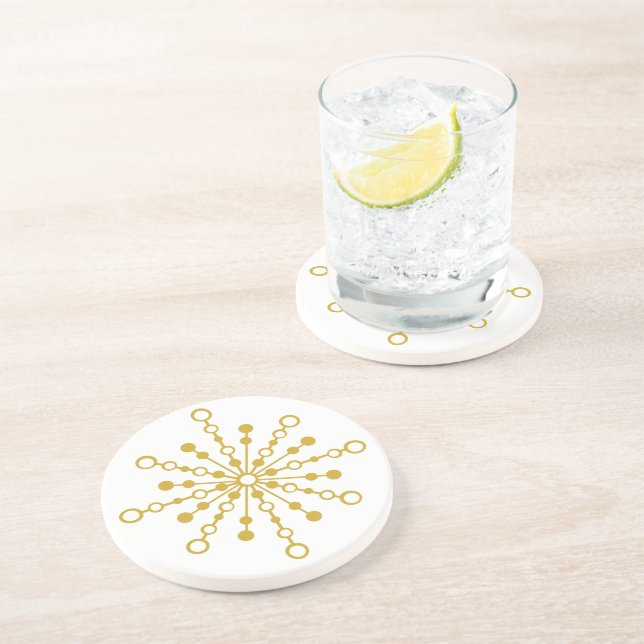 Retro Atomic Mid Century Design Guld Färg Anpassni Underlägg (Sidan)