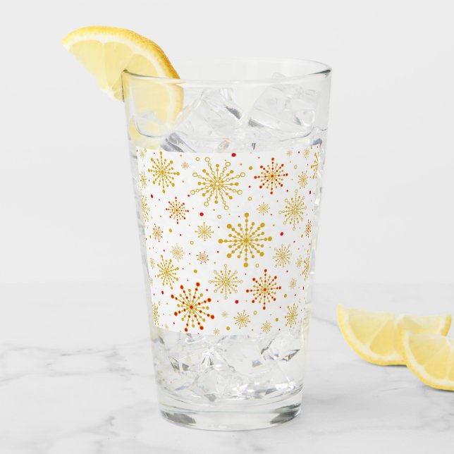 Retro Atomic Mid Century Mod Red & Guld Starburst Glaskopp (Framsida Ice)