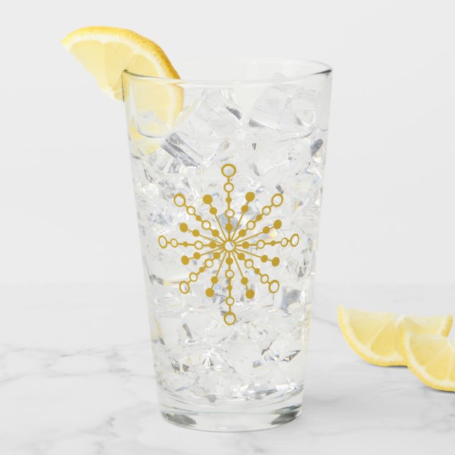 Retro Atomic Mid Century Mod Red & Guld Starburst Glaskopp (Framsida Ice)