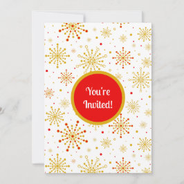 Retro Atomic Mid Century Mod Red & Guld Starburst Inbjudningar