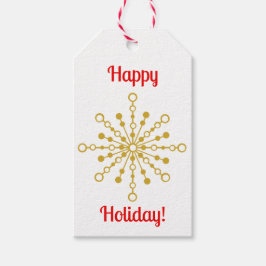 Retro Atomic Mid Century Mod Red & Guld Starburst Presentetikett