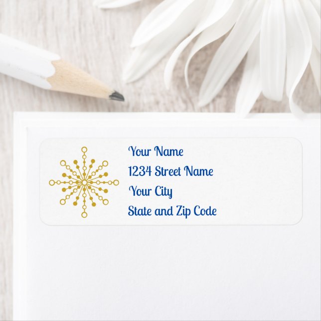 Retro Atomic Mid Century Mod Red & Guld Starburst Returadress Etikett (Insitu)