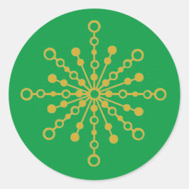 Retro Atomic Mid Century Mod Red & Guld Starburst Runt Klistermärke