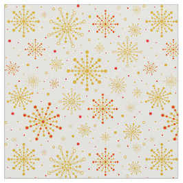 Retro Atomic Mid Century Mod Red & Guld Starburst Tyg