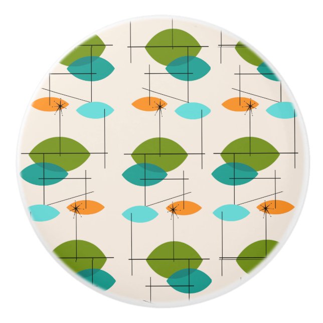 Retro Atomic Mobile Mönster Ceramic pull Knopp (Framsidan)