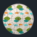 Retro Atomic Mobile Mönster Dart Board Piltavla<br><div class="desc">Denna Retro Atomic Mobile Mönster Dart Board är i mitten av århundradet modernt stil vid sin bästa tidpunkt. Vintagen inspirerade designen har en krämbakgrund med färgstarka spetsiga ovaler i turkos, orange, teal och avokado-grönt. Ovalerna för teal och avocado-grönt överlappar varandra och skapar en underbar skugga av blått. Roligtens stjärnor framhäver...</div>