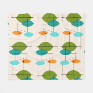 Retro Atomic Mobile Mönster Fleece Blanket