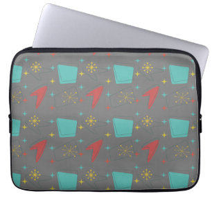 Retro Atomic Mönster på grått Laptop Fodral