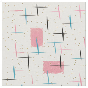 Retro Atomic Rosa Mönster Fabric Tyg