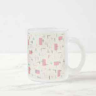 Retro Atomic Rosa Mönster Frosted Glass Mugg