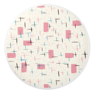 Retro Atomic Rosa Mönster keramisk pull Knopp