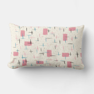 Retro Atomic Rosa Mönster Lumbar Pillow Lumbarkudde