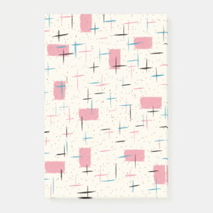 Retro Atomic Rosa Mönster Post-it Notes Block