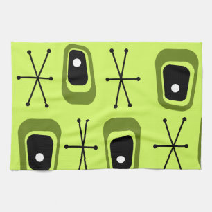 Retro Atomic Space Age Chartreuse Kökshandduk