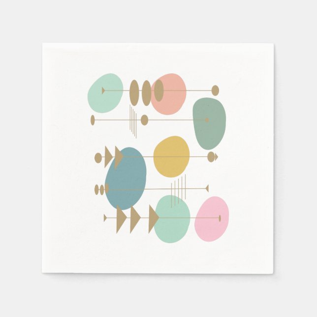 Retro Atomic Space Age Mid Centres Modern Pappersservett (Framsidan)