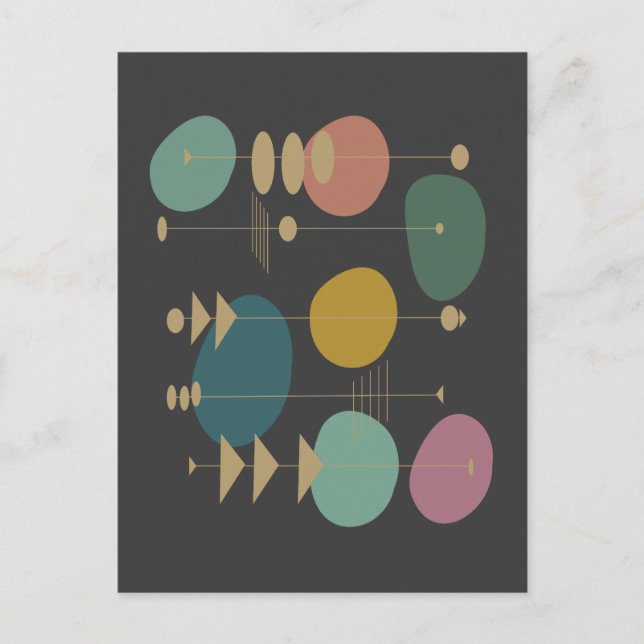 Retro Atomic Space Age Mid Centres Modern Vykort (Framsida)