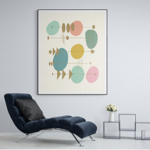 Retro Atomic Space Age Mid Centres Modern Wall Art Poster