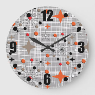 Retro Atomic Starburst Design Stor Klocka