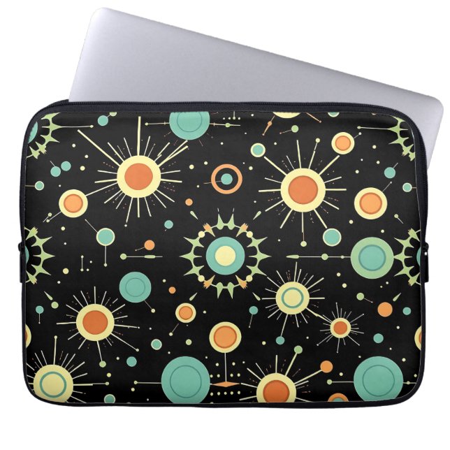 Retro Atomic Starburst Midcentury Pattern Laptop Fodral (Framsidan)