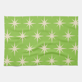 Retro Atomic stars mönster på kalkgrön Kökshandduk