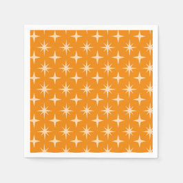 Retro Atomic Stars Mönster på Orange Pappersservett