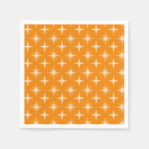 Retro Atomic Stars Mönster på Orange Pappersservett