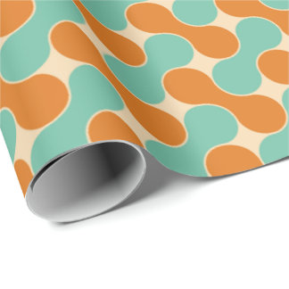 Retro Atomisk 50-tals Orange Teal Former Mönster Presentpapper