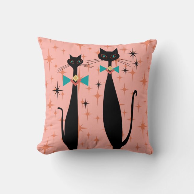 Retro Atomisk Era Mid Century Modern MCM Coola Kat Kudde (Framsida)