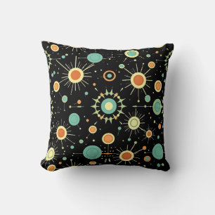 Retro Atomisk Stjärnexplosion Midcentury Mönster Kudde