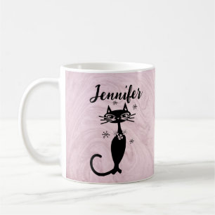 Retro Atomisk Svart Katt Personlig Kaffe Mugg