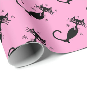 Retro Atomisk Svart Katt Personligt Presentpapper