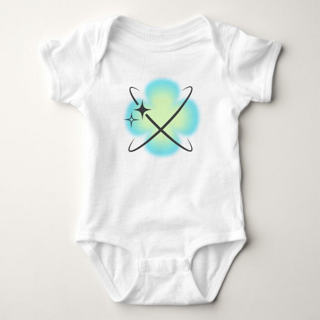 Retro Atomisk Turkos Blomma T Shirt (Framsida)