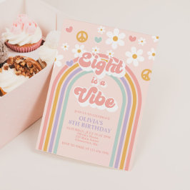 Retro åtta är en Vibe Rainbow 8:e födelsedagen Inbjudningar