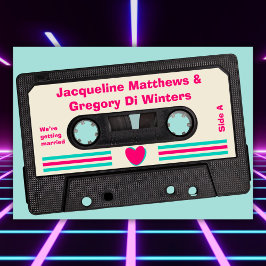 Retro-åttiotalsmusik mixband bröllop inbjudningar