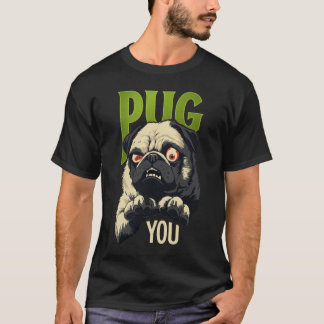 Retro Attityd Pug Grafisk T-Shirt
