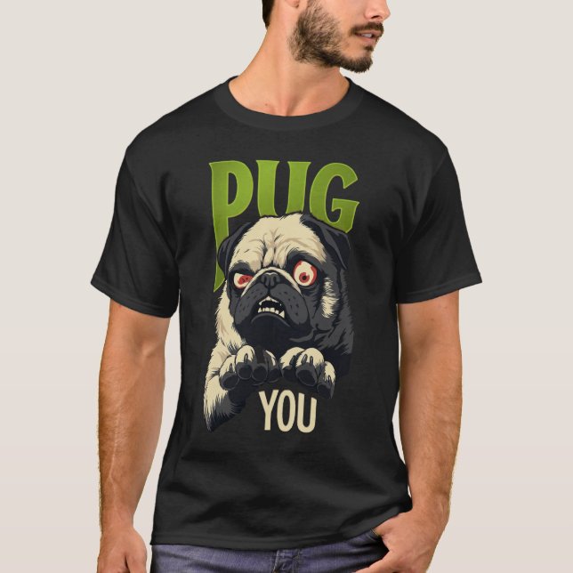Retro Attityd Pug Grafisk T-Shirt (Framsida)
