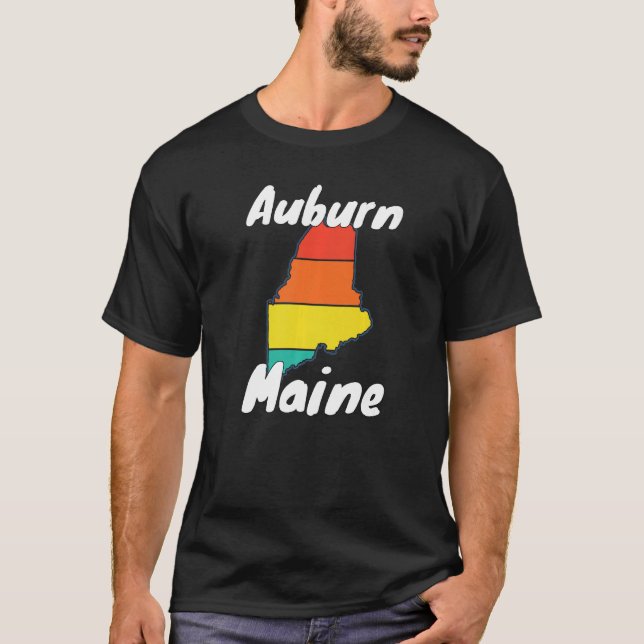 Retro Auburn ME Maine City Apparel Souvenir T Shirt (Framsida)