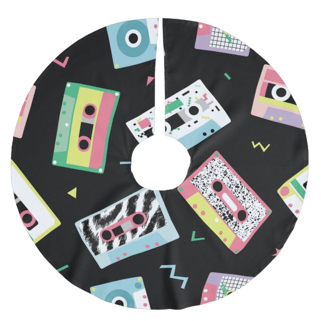 Retro audio-band, 80:e stil mönster. julgransmatta borstad polyester (Framsidan)
