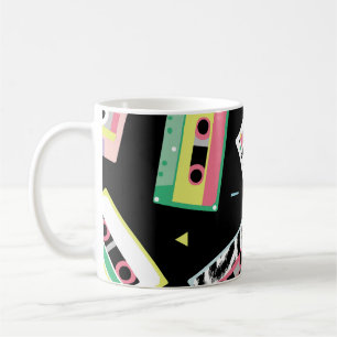 Retro audio-band, 80:e stil mönster. kaffemugg