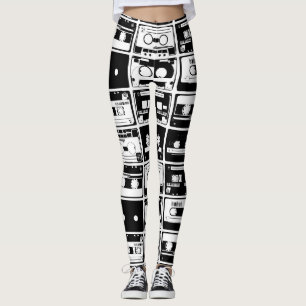 Retro audio-band, gammaldags mönster. leggings