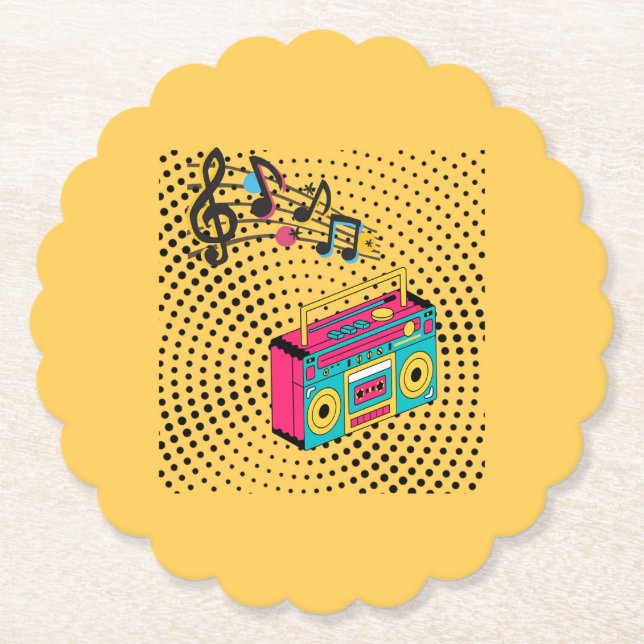Retro-audions boombox. underlägg papper (Framsida)