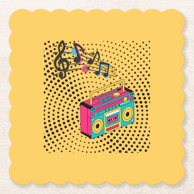 Retro-audions boombox. underlägg papper (Framsida)