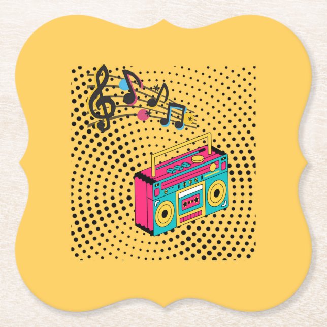 Retro-audions boombox. underlägg papper (Framsida)