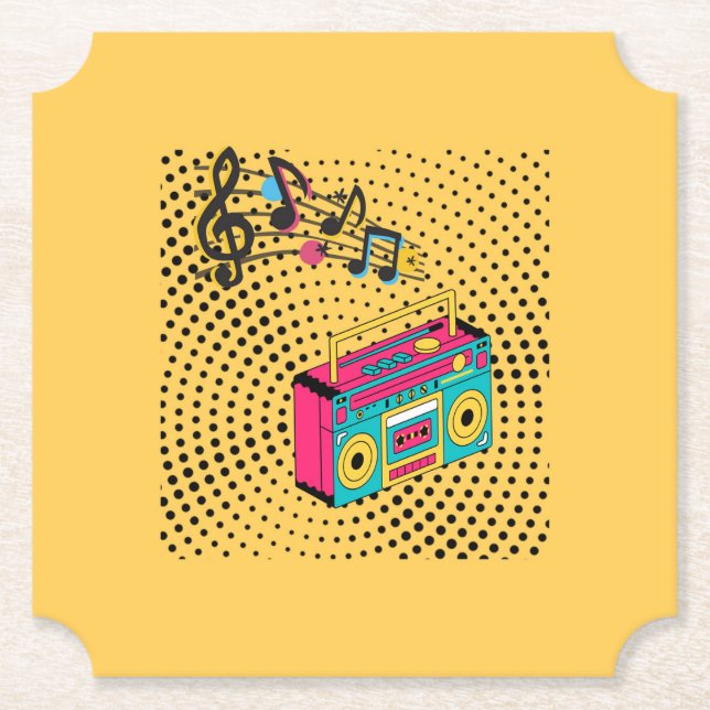 Retro-audions boombox. underlägg papper (Framsida)