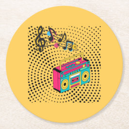 Retro-audions boombox. underlägg papper rund