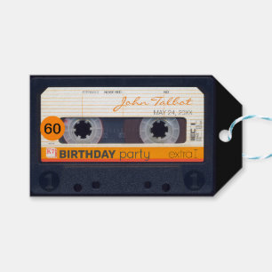 Retro Audiotape 60 års Tack Gift-Märkre Presentetikett