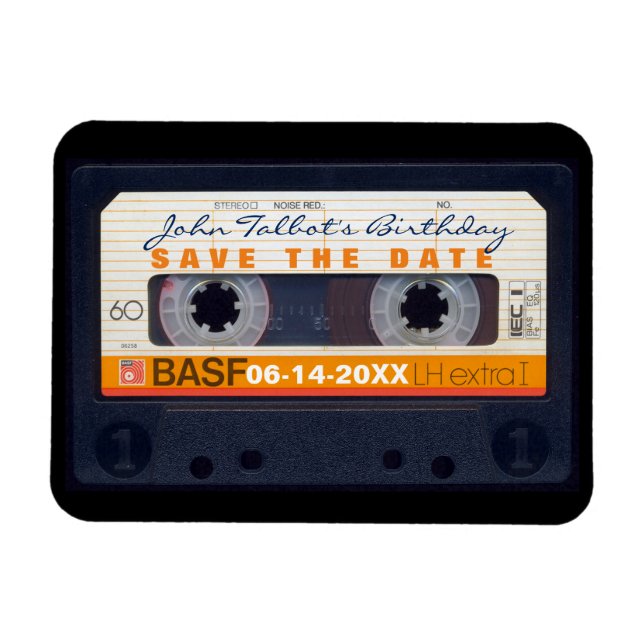 Retro Audiotape 60-årsdagen Spara datum magneter (Horisontell)