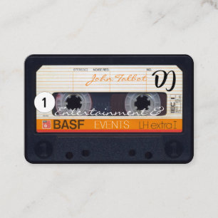 Retro Audiotape Cassette 80s DJ-Affärskort Visitkort